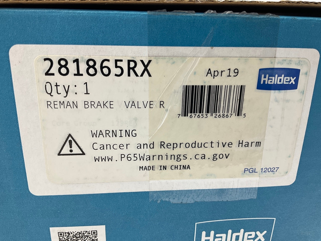 REMAN. Haldex 281865RX RE-6 CoreFree Emergency Relay Trailer Brake Valve