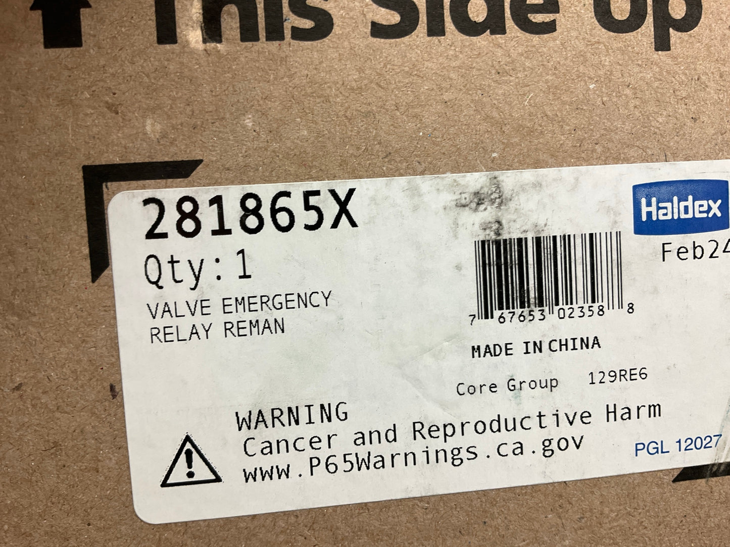 REMAN Haldex 281865X Air Brake Emergency Relay Valve Bendix RE-6