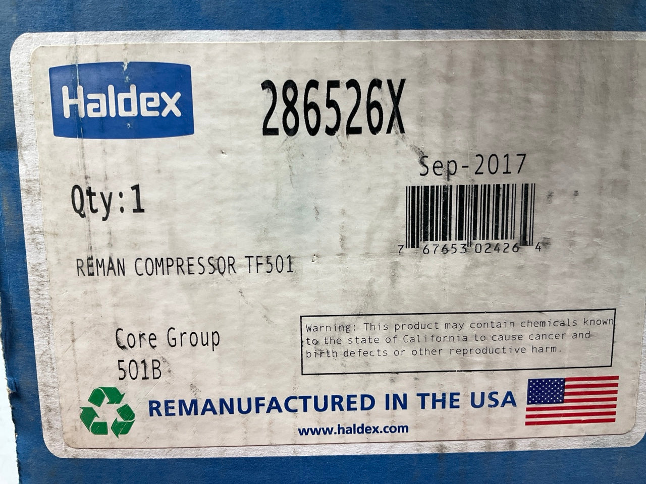 REMAN Haldex 286526X - LikeNu Tu-Flo TF501 Air Brake Compressor TF 501