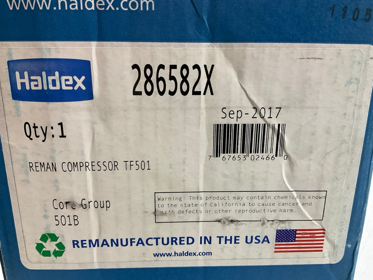 REMAN. Haldex 286582X Bendix 286582 - Tu-Flo 501 Air Brake Compressor TF501