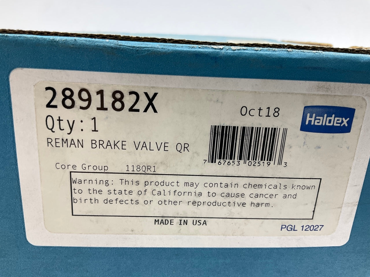 REMAN. Haldex 289182X Quick Release Valve, Replaces Bendix QR-1C
