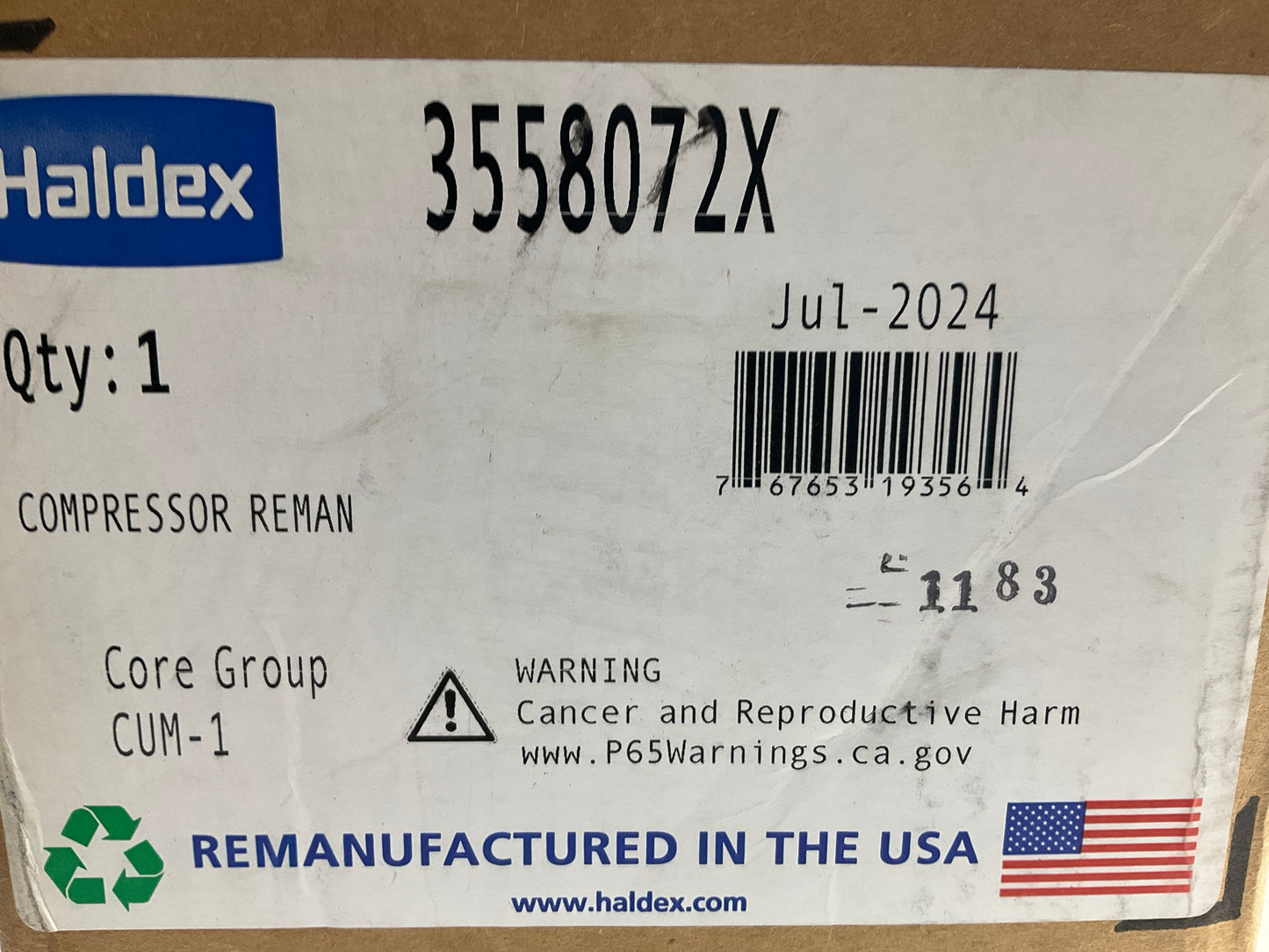 Reman Haldex 3558072X Holset QE296 Air Brake Compressor For Cummins L10 N14