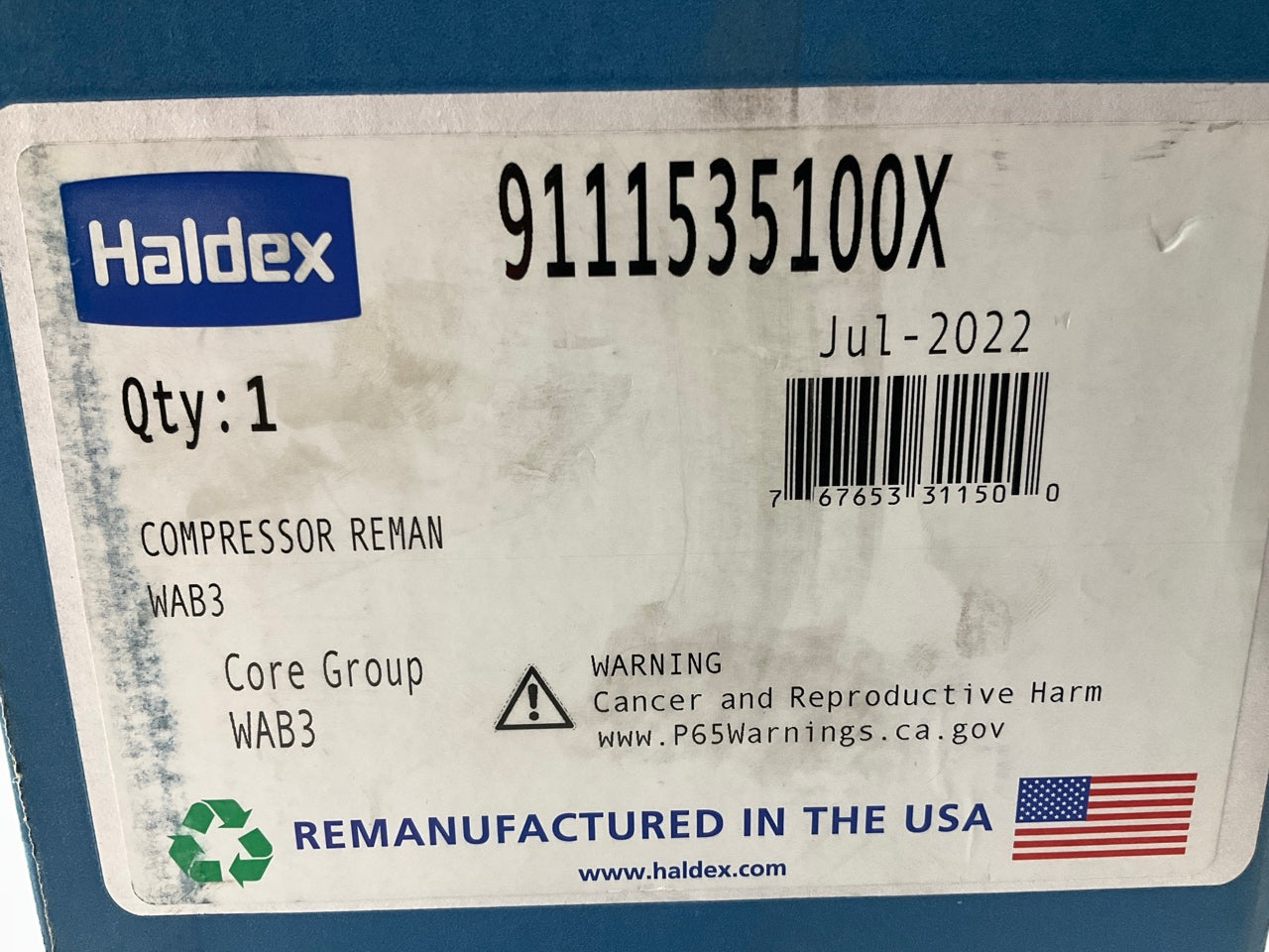 REMAN. Haldex 9111535100X WABCO SS318 Air Brake Compressor For Cummins ISX