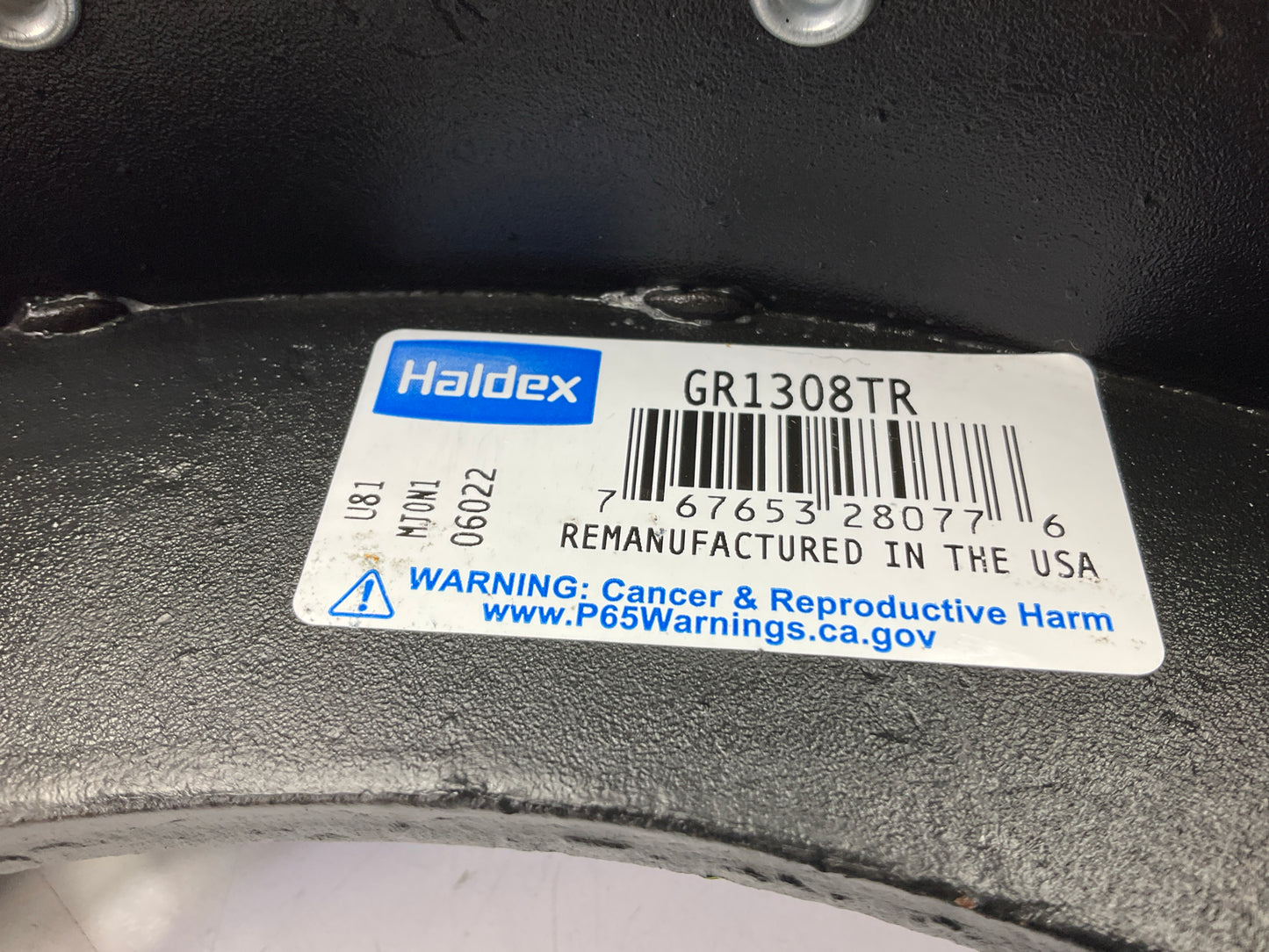 Relined Haldex GR1308TR Front Brake Shoe 15'' X 4'', 1308, 20,000 Lbs (20K Lbs)