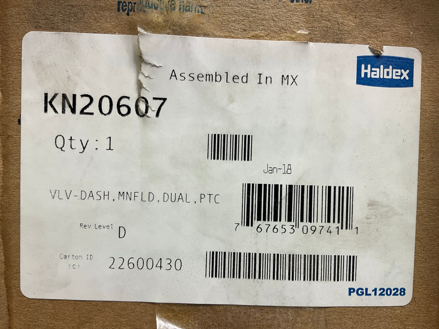 Haldex KN20607 MV2 Manifold Dash Hand Operated Valve