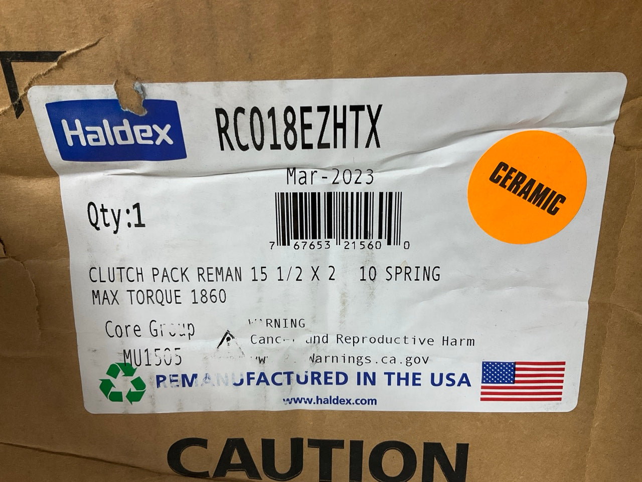REMAN. Haldex RC018EZHTX Easy-Pedal 15-1/2'' Clutch Pack, Spicer Type, 2.0''-10