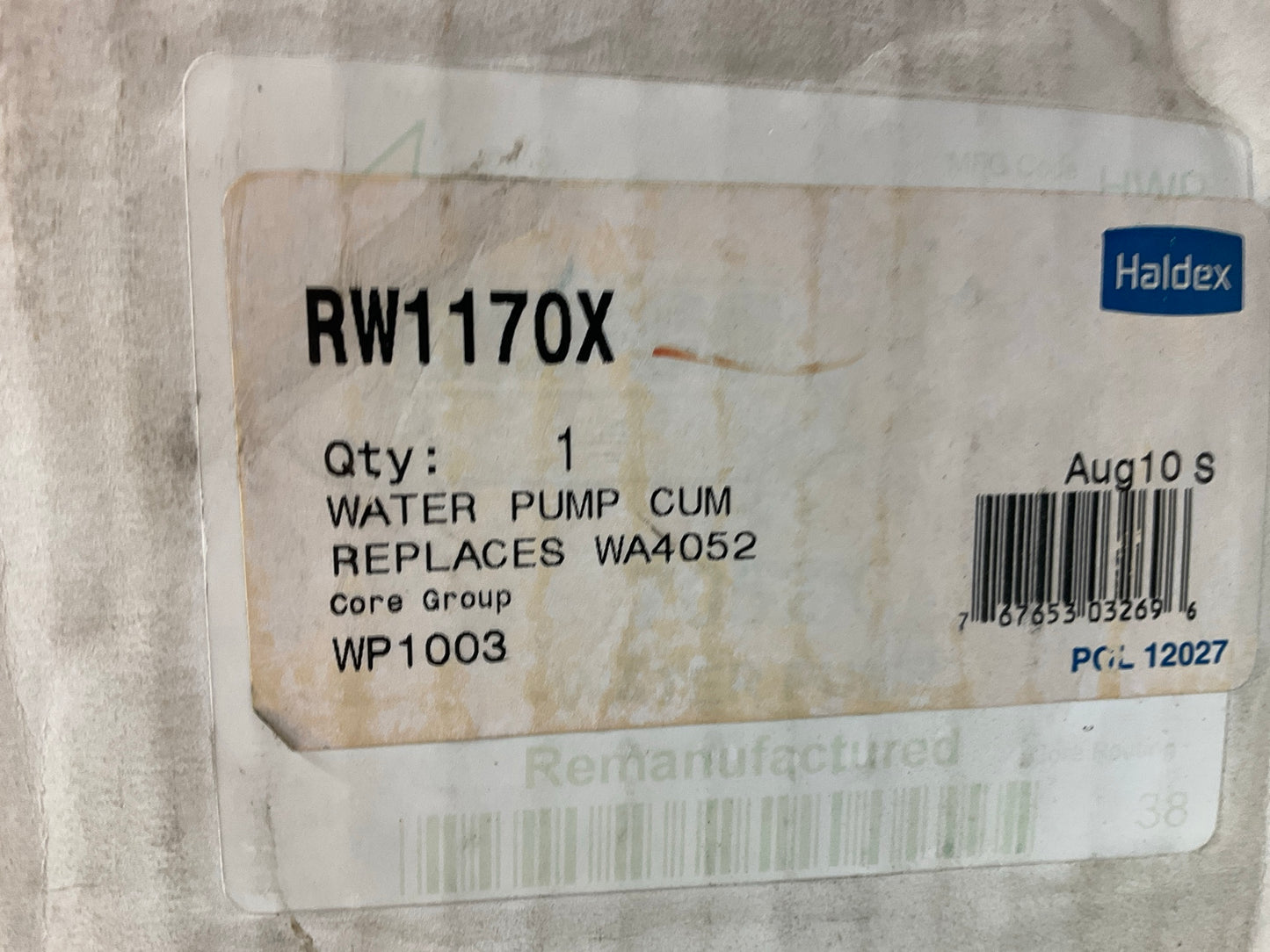 Haldex RW1170X Water Pump Cummins Big Cam, 4.675 Diameter Multi-Groove Pulley