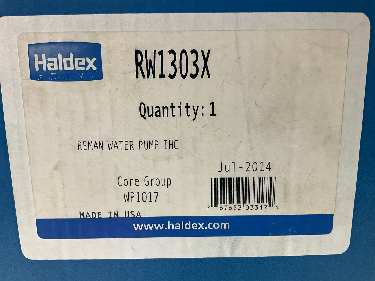 REMAN. Haldex RW1303X Water Pump Replaces International 673162C94, 675806C2