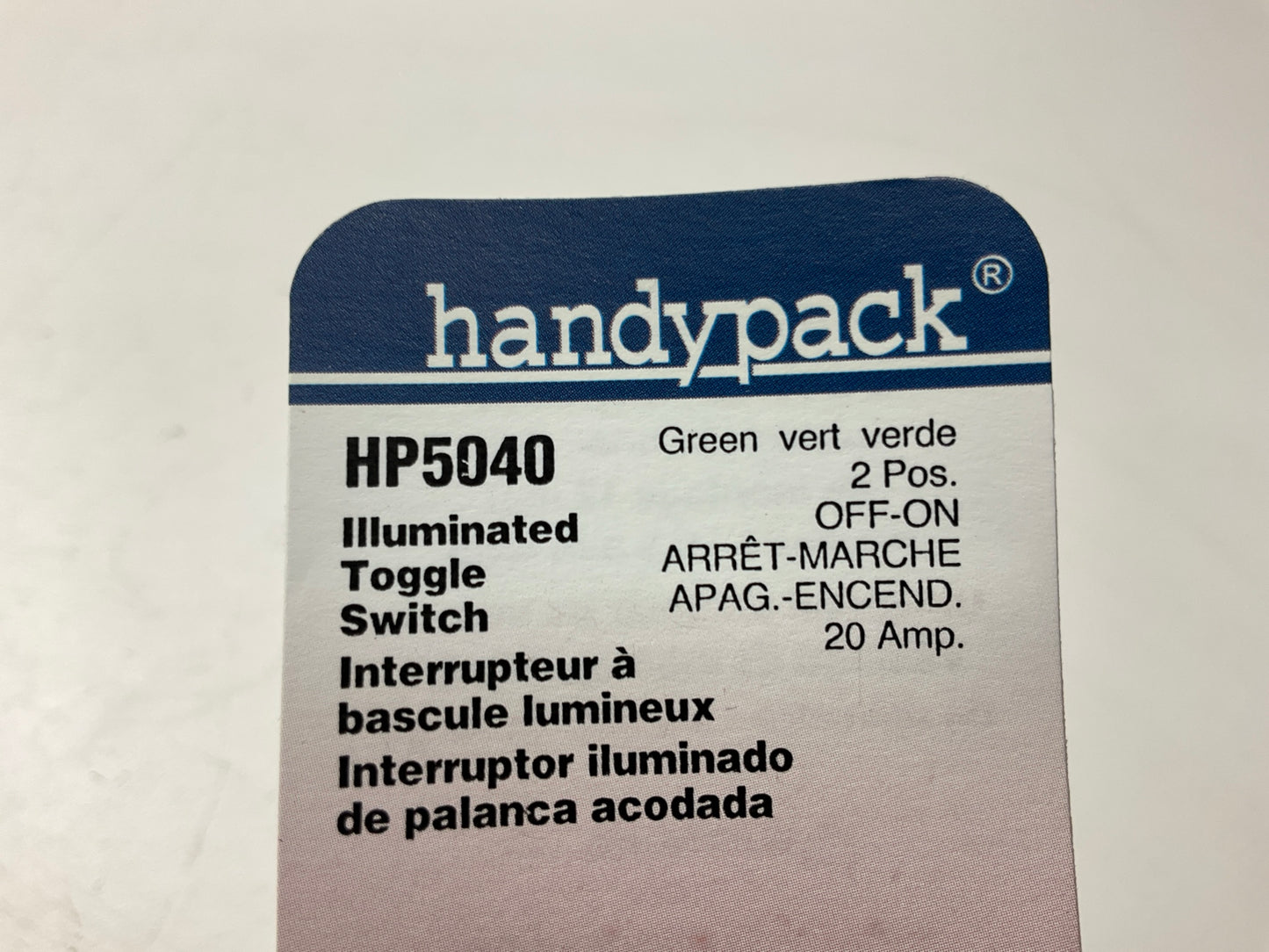 Handypack HP5040 2 Position, OFF-ON, 20 Amp Illuminated Toggle Switch