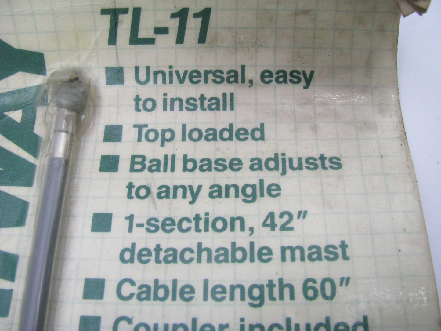 Harada TL11 Universal Antenna - 1-section, 42'' Detachable Mast, Cable Length 60''