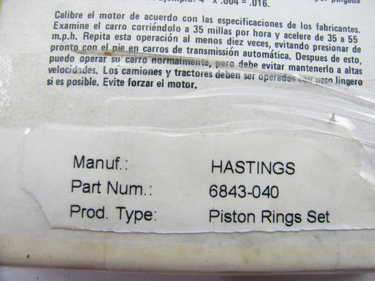 Hastings 6843-040 Piston Rings .040'' For 1963-70 BMW 1.8L Early Engine 84mm Bore