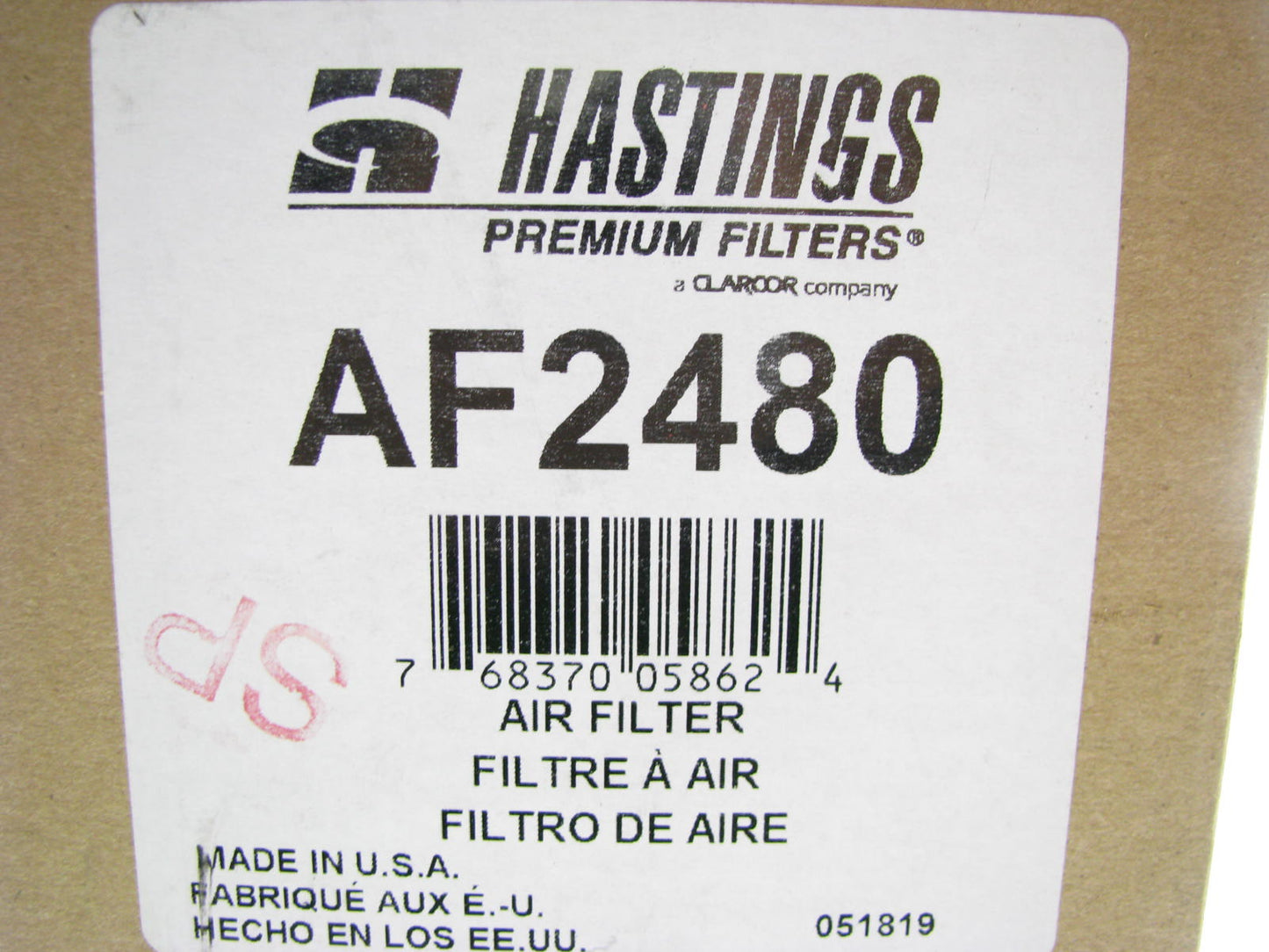 Hastings AF2480 Air Filter for OptiAir 500 Series Air Filter Housing