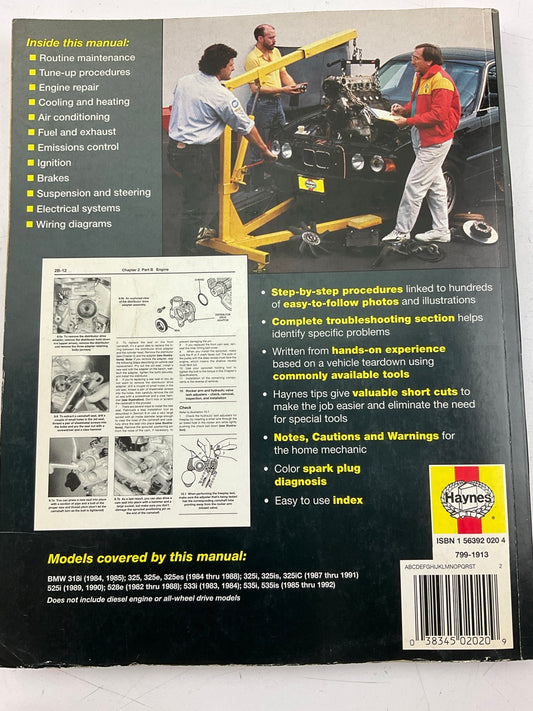 OPENED - Haynes 18020 Repair Manual For 1984-1992 BMW 3 & 5 Series