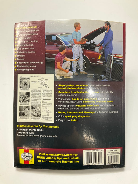 Hanes 24055 Repair Manual For 1970-1988 Chevrolet Monte Carlo