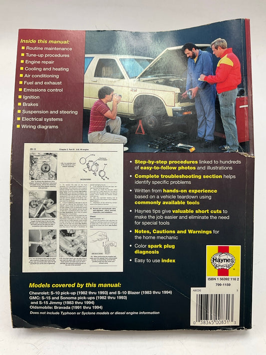 DAMAGED COVER - Haynes 24070 Repair Service Manual For 1982-1993 S10 S15 Pickups