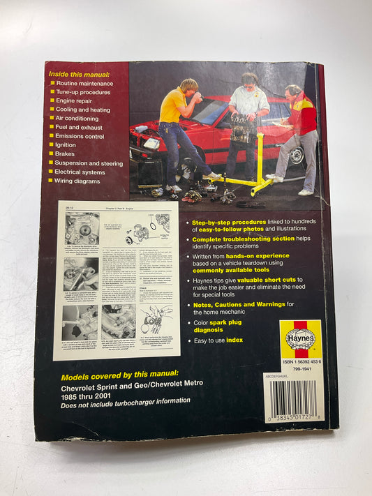 Damaged Cover, Used, Haynes 24075 Repair Manual 1992-2001 Chevy / Geo Metro