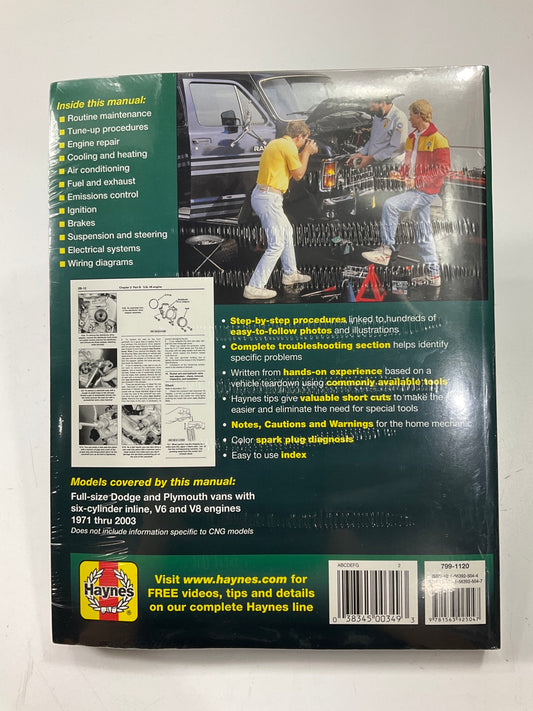 Haynes 30065 Repair Manual For 1971-2003 Dodge Vans V6 V8 - SEALED