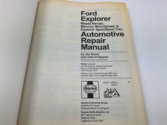 USED - Haynes 36024 Repair Manual For Ford Explorer, Mazda Navajo, Mountaineer