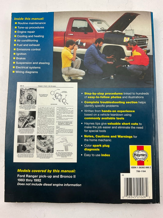 OPENED Haynes 36070 Repair Manual For 1983-1992 Ford Ranger, 1984-1990 Bronco II