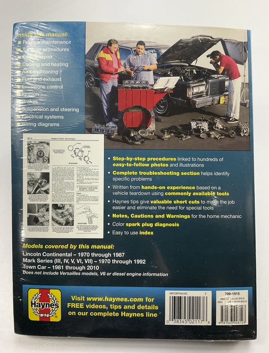 Haynes 59010 Repair Manual For 1970-2010 REAR Wheel Drive Lincoln - SEALED