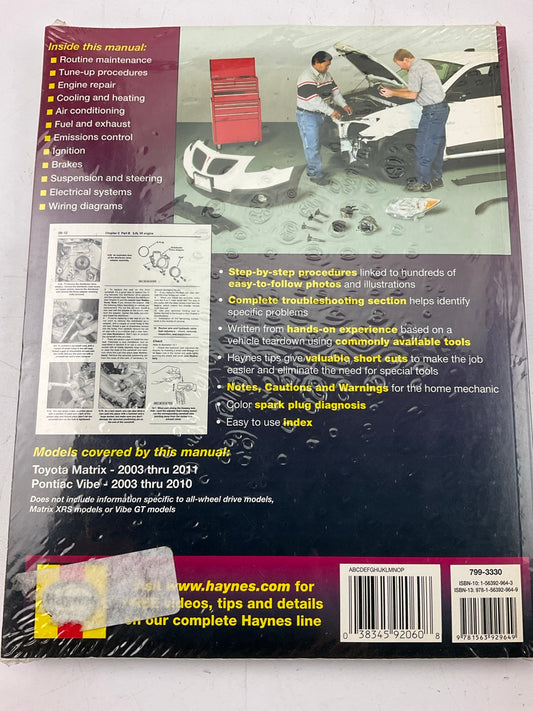 Haynes 92060 Repair Manual For 2003-2011 Toyota Matrix & Pontiac Vibe - SEALED