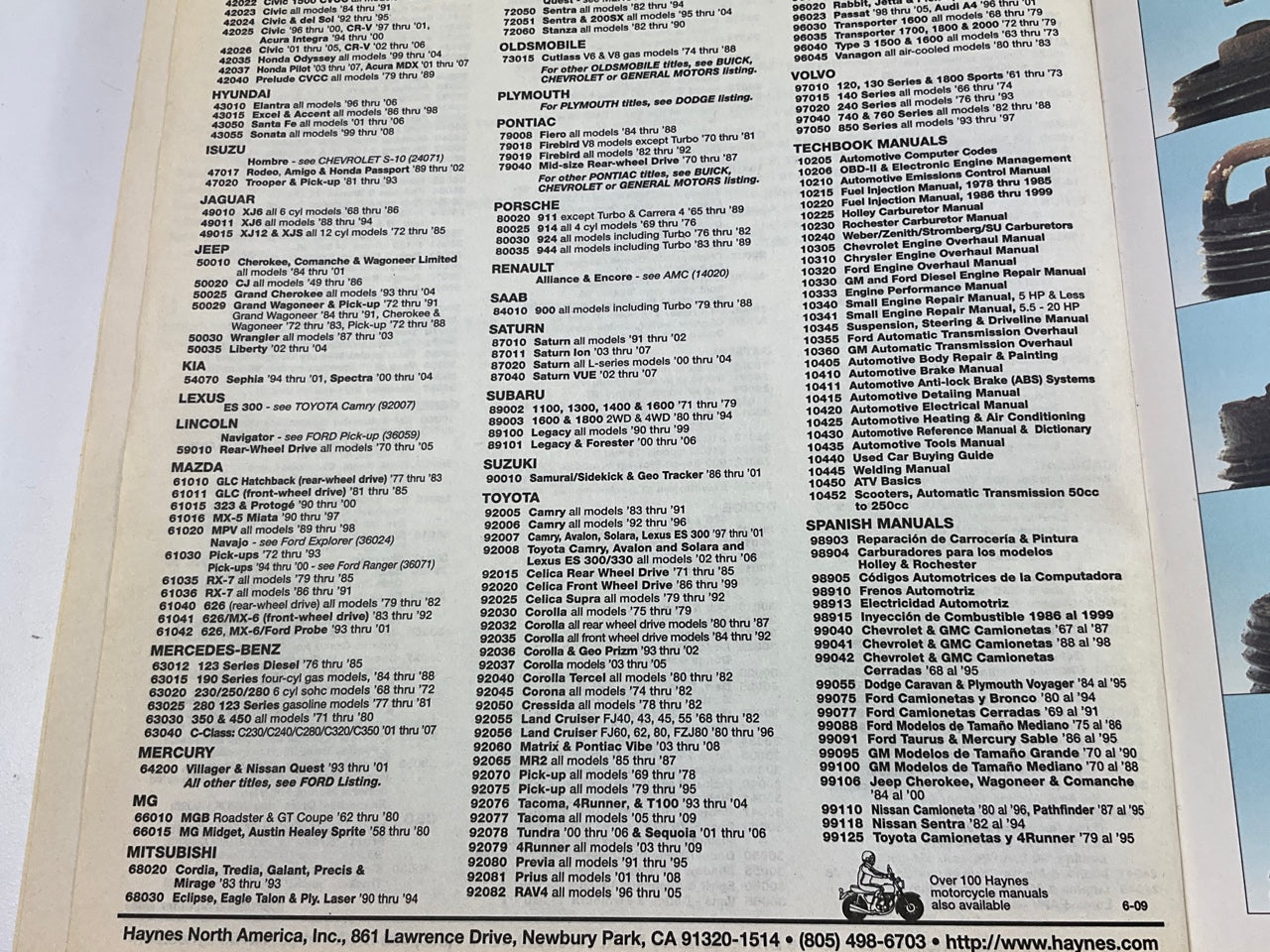 OPEN - Haynes 92082 Repair Manual For 1996-2005 Toyota RAV4