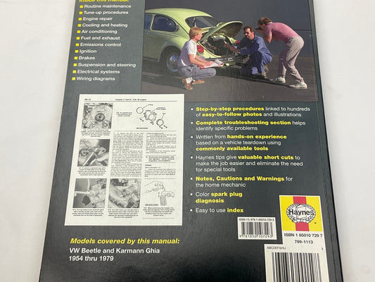 Haynes 96008 Repair Manual For 1954-1979 VW Beetle, 1955-74 Karmann Ghia