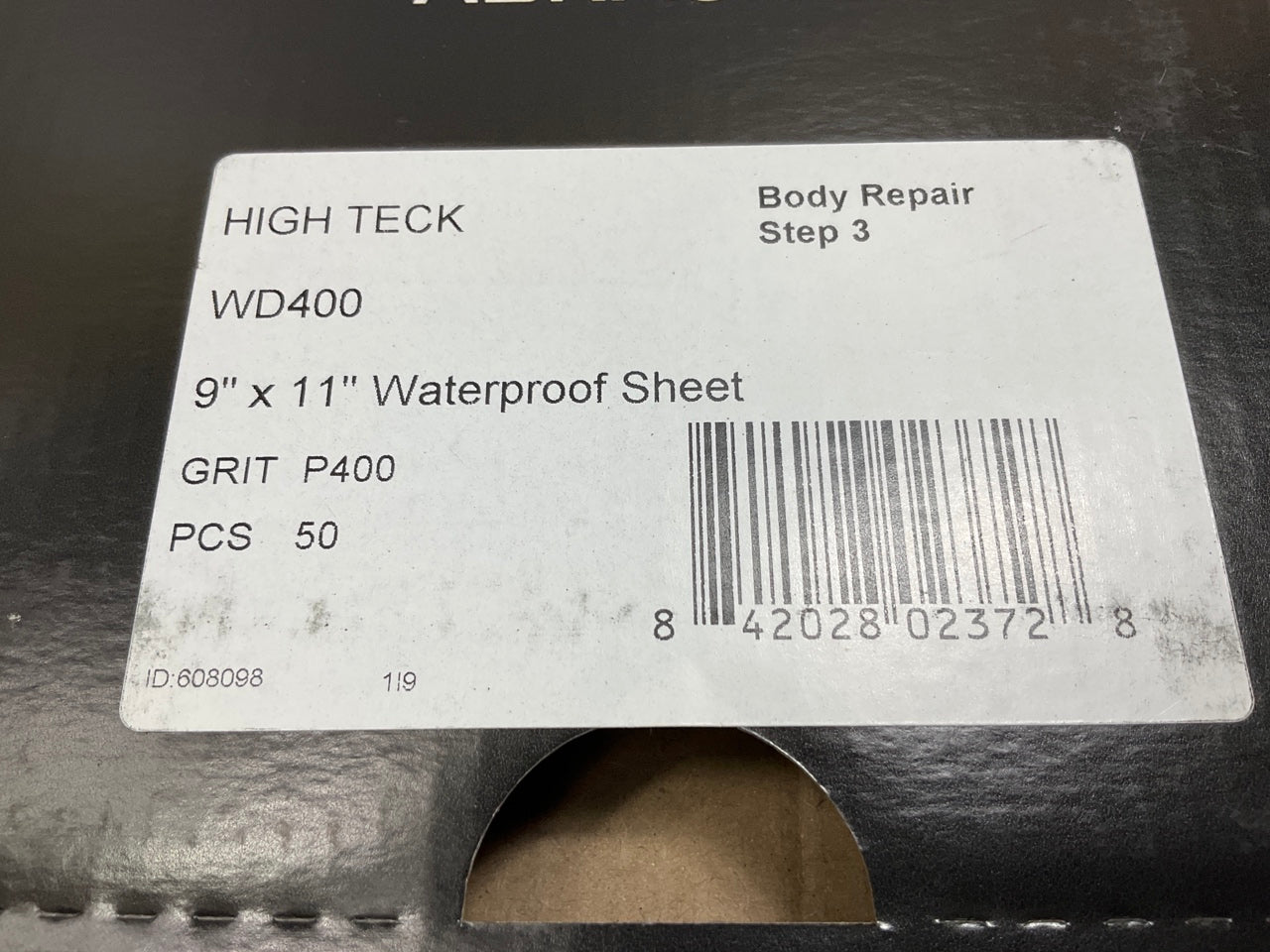 High Teck WD400 9'' X 11'' Waterproof Sandpaper Sheets, 400 (P400) Grit, 50 Sheets