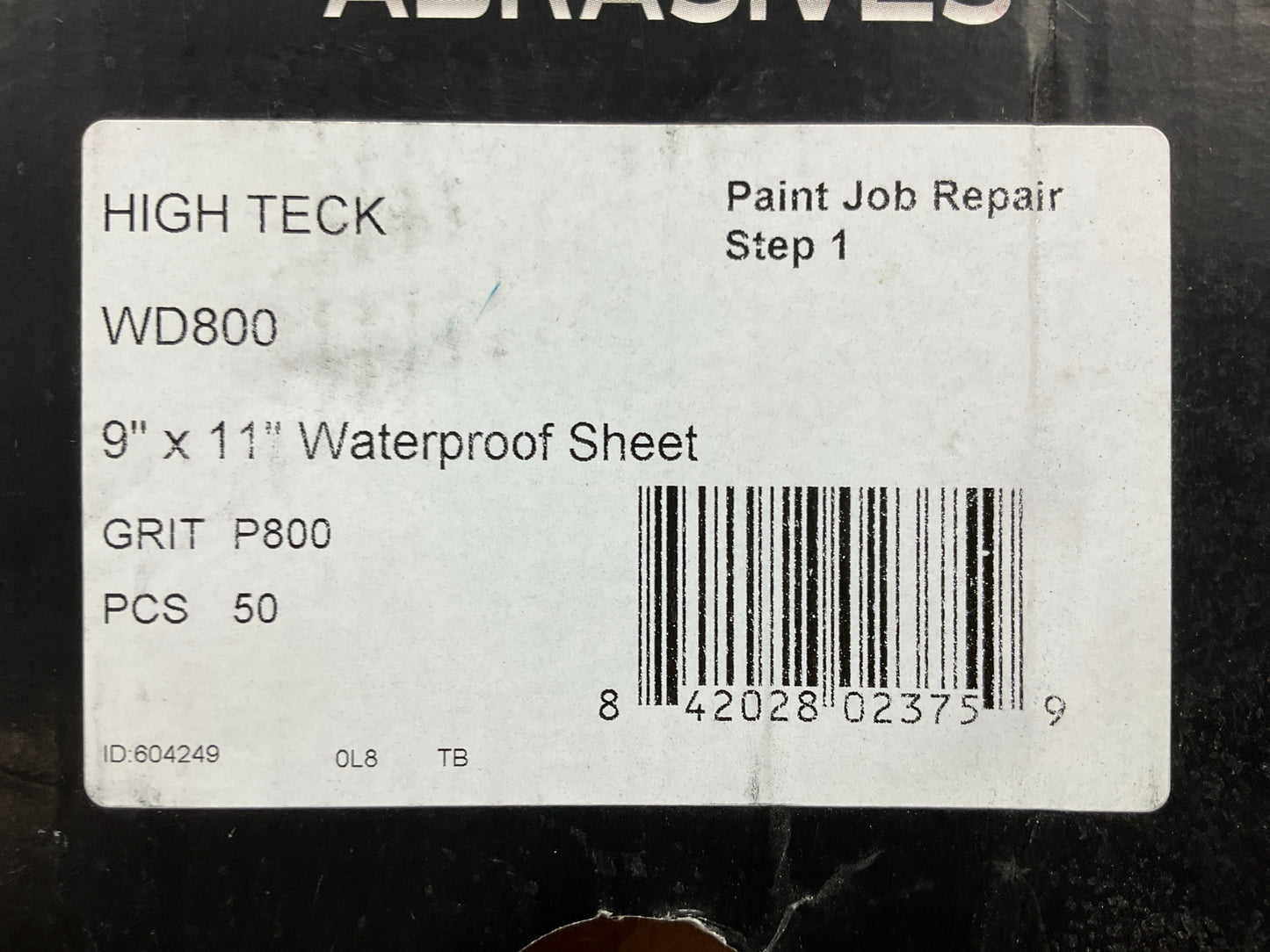 High Teck Abrasives 9'' X 11'' Waterproof Sandpaper Sheets, 800 Grit, 50 Sheets