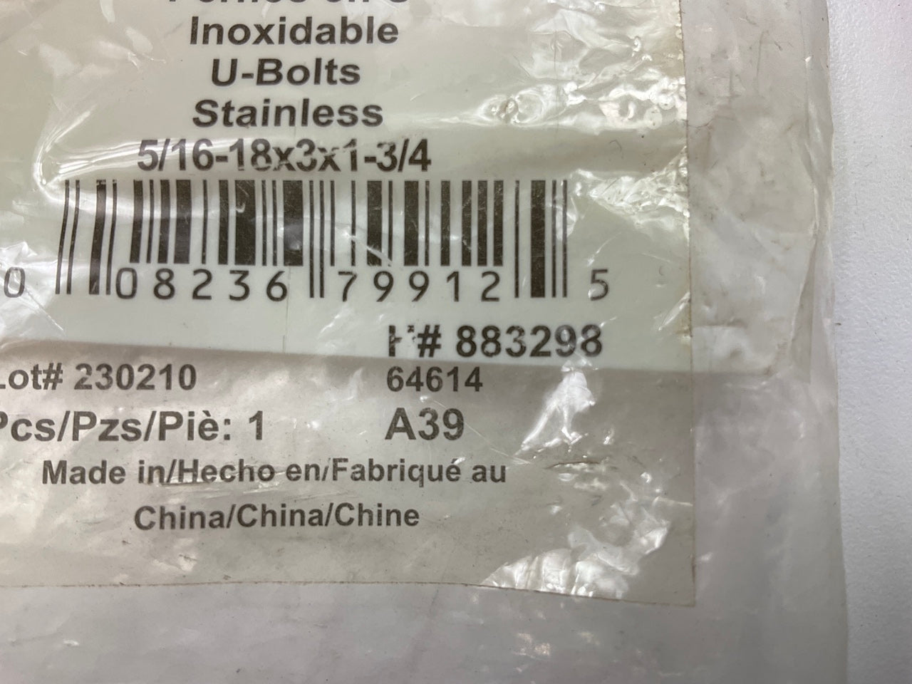 Hillman 883298 5/16-18 X 1-3/4 In. X 3 In. Fine Stainless-Steel U-Bolt