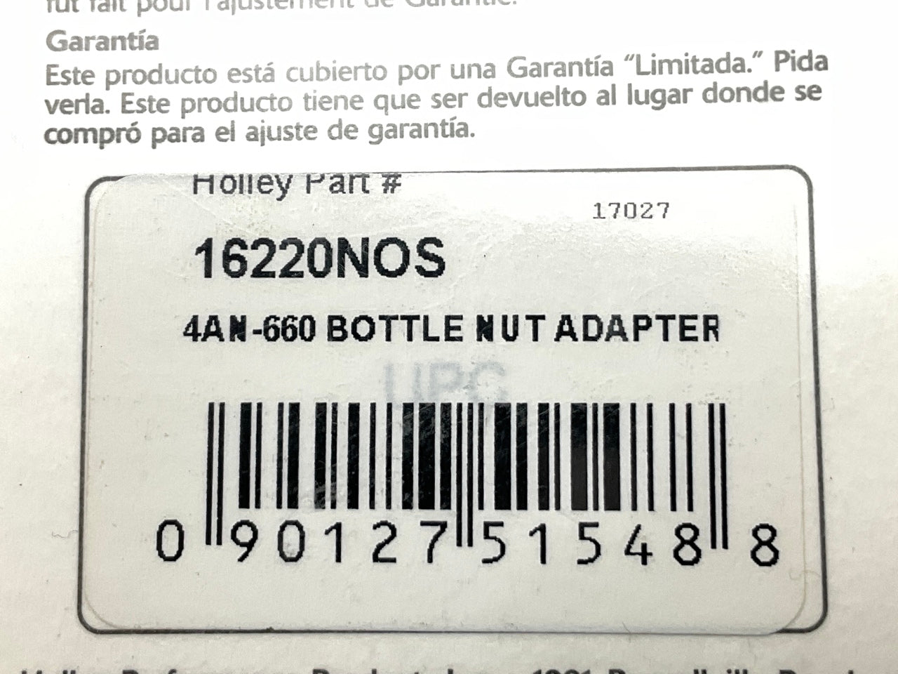 Holley 16220NOS -4AN Nitrous Bottle Nut Adapter & Washer