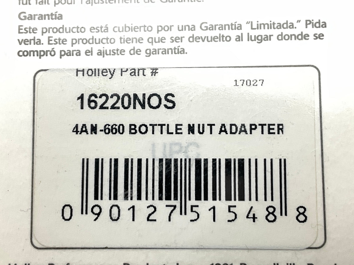 NOS 16220NOS -4AN Nitrous Bottle Nut Adapter & Washer