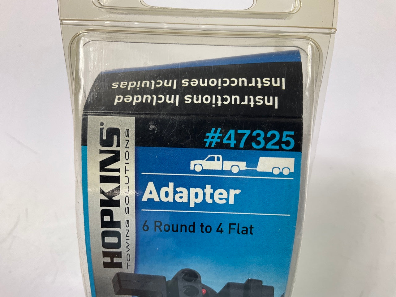Hopkins 47325 6 Round To 4 Flat Black Trailer Connector Adapter W/ Led Lights