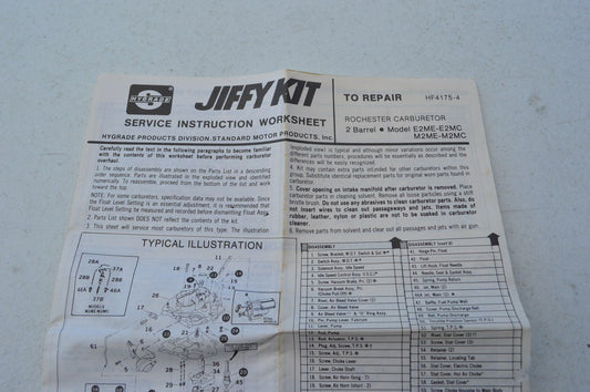 Hygrade 1436 Carburetor Rebuild Kit - Rochester E2ME E2MC M2ME M2MC