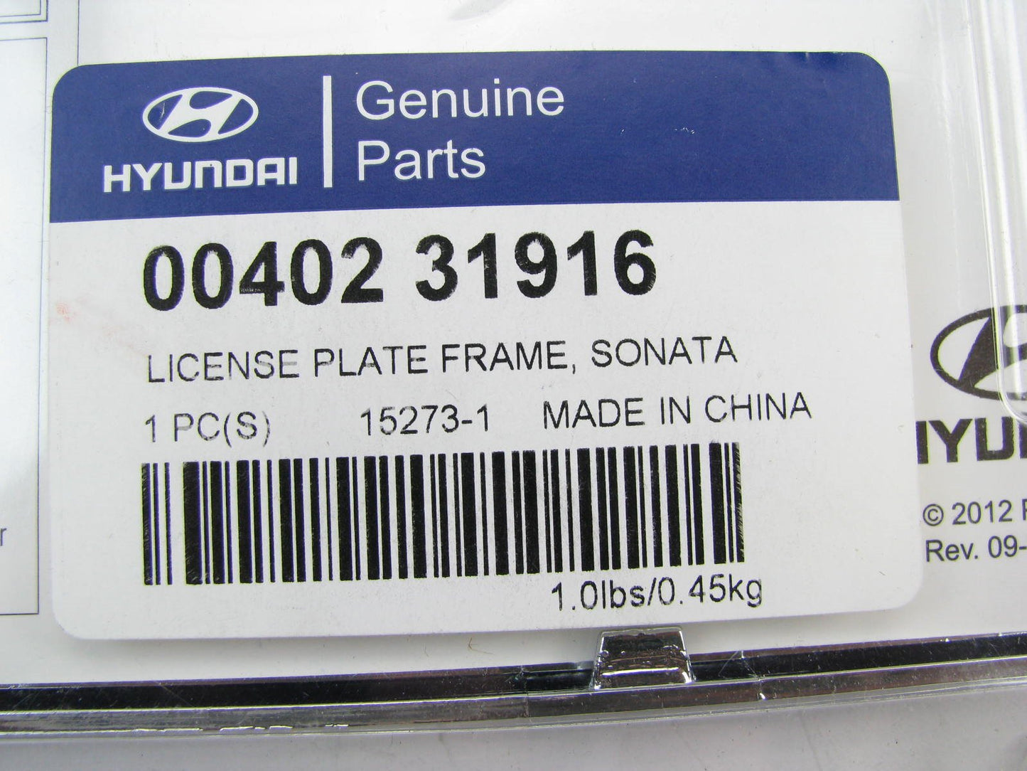 NEW - OEM 0040231916 Chrome License Plate Frame For 2009-2024 Hyundai Sonata