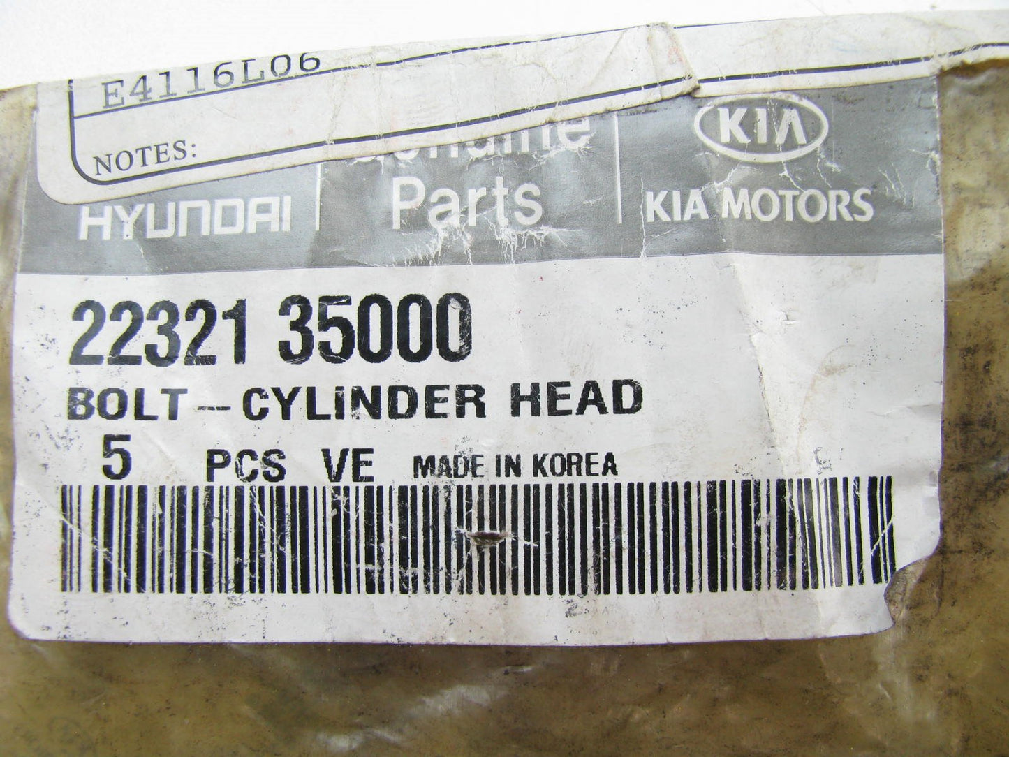 (5) New Genuine OEM Engine Cylinder Head Bolts For Hyundai 2232135000 3.5L V6