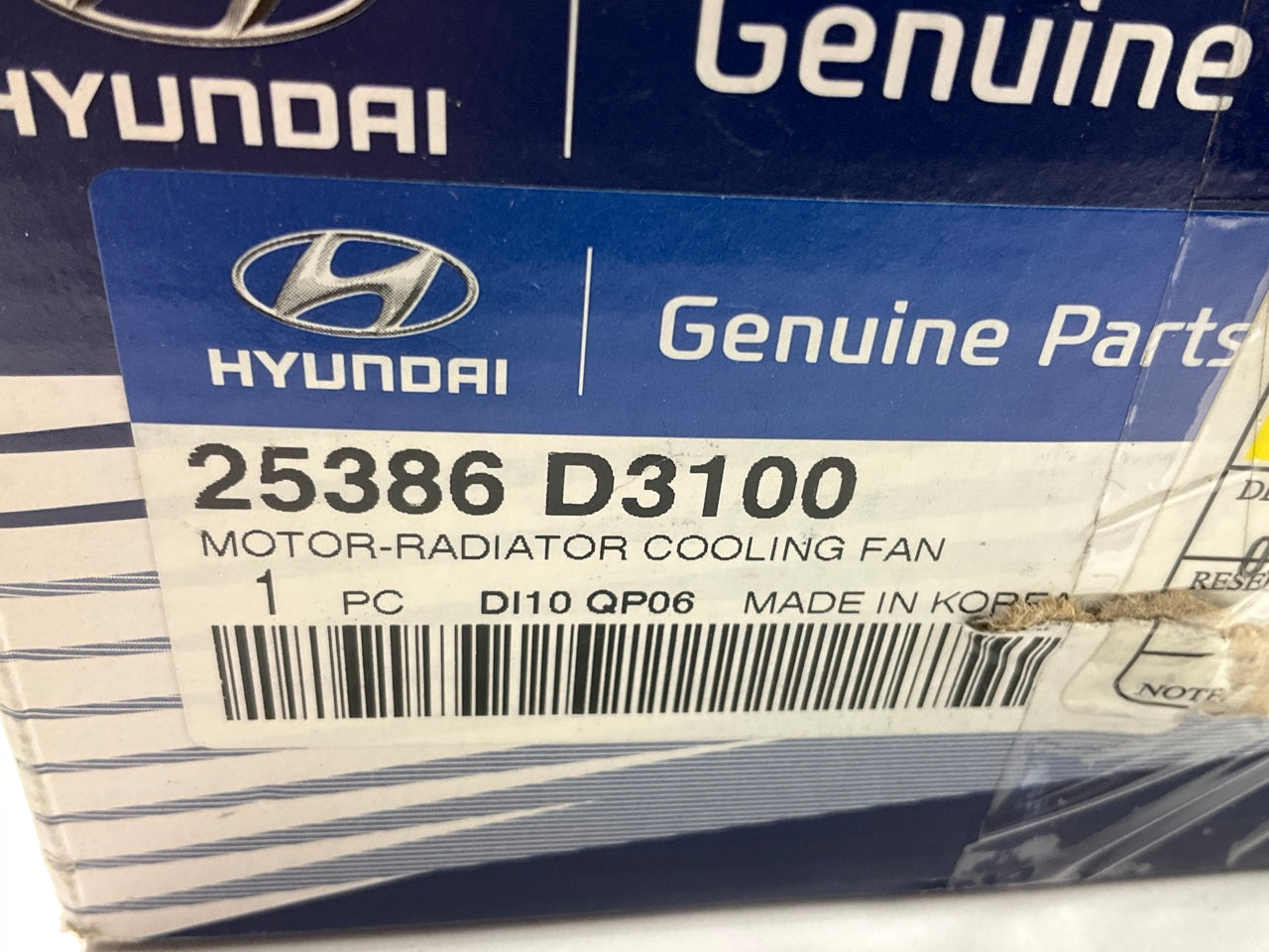 NEW - OEM 25386D3100 Radiator Fan Motor For 2015-2018 Hyundai Tucson