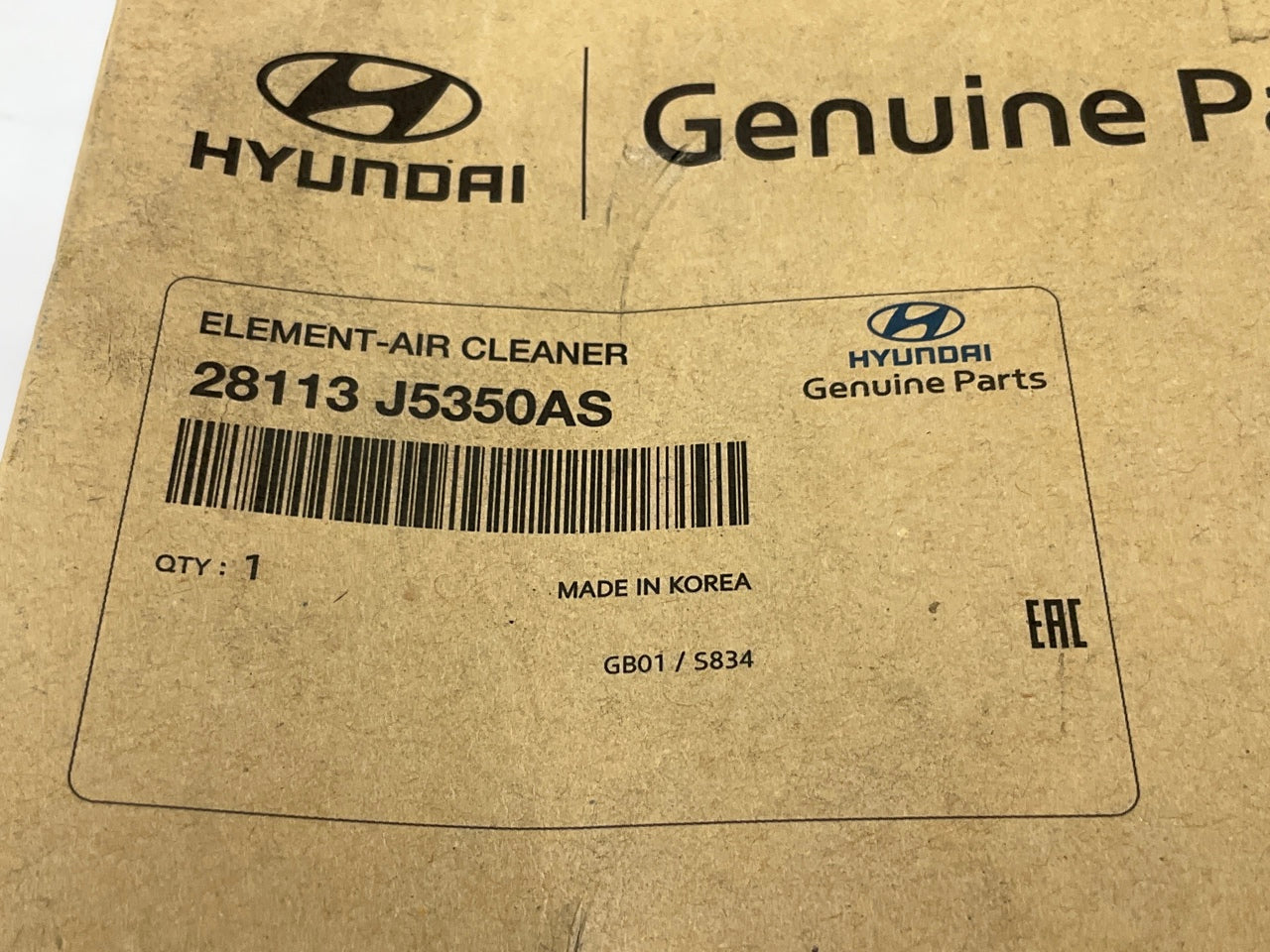 NEW GENUINE Right Side Air Filter OEM For 19-25 Hyundai 3.3L TURBO 28113J5350AS