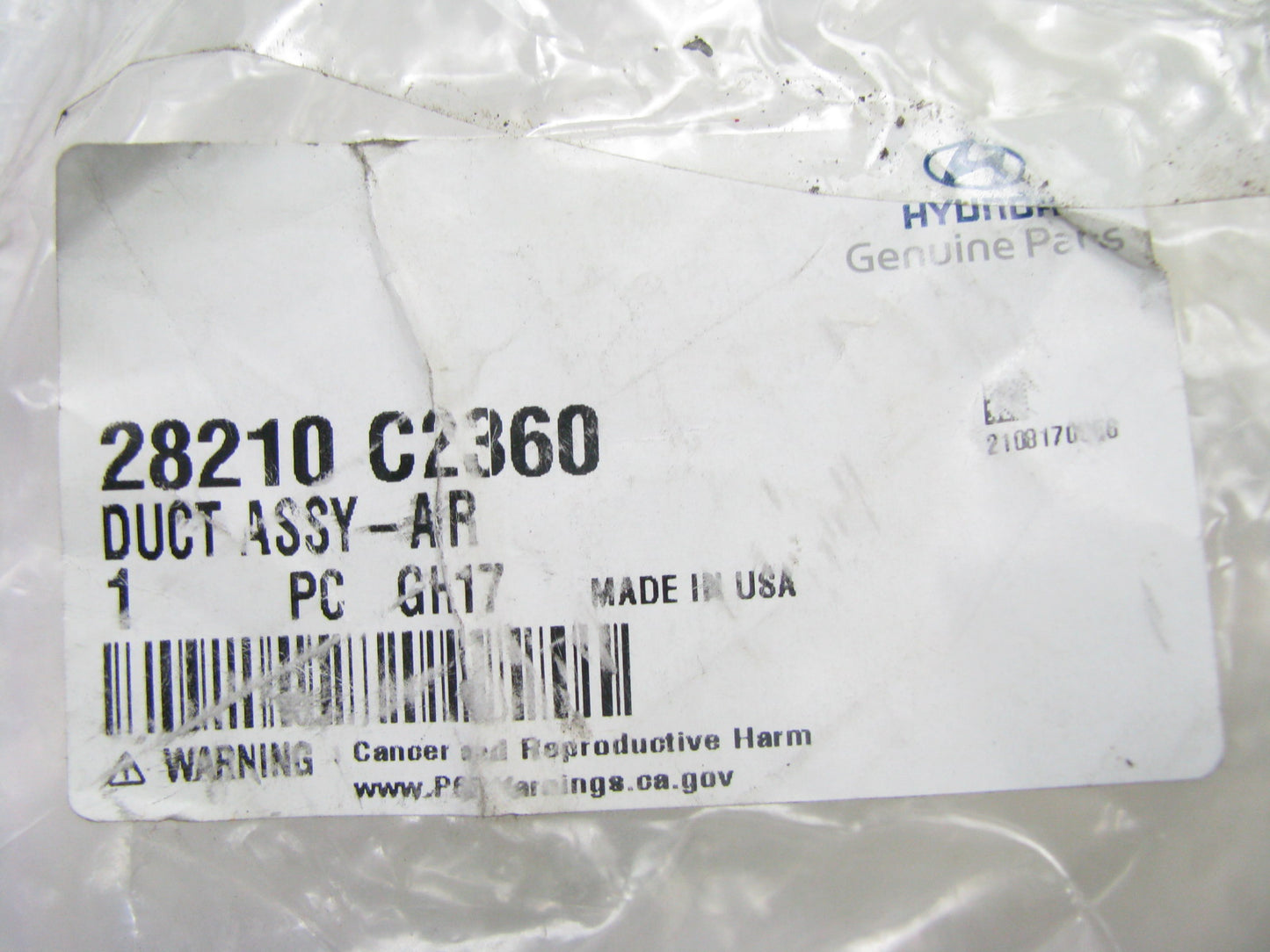 Air Intake Box Air Filter Cleaner Duct OEM For 2015-2017 Sonata 2.4L 28210C2360