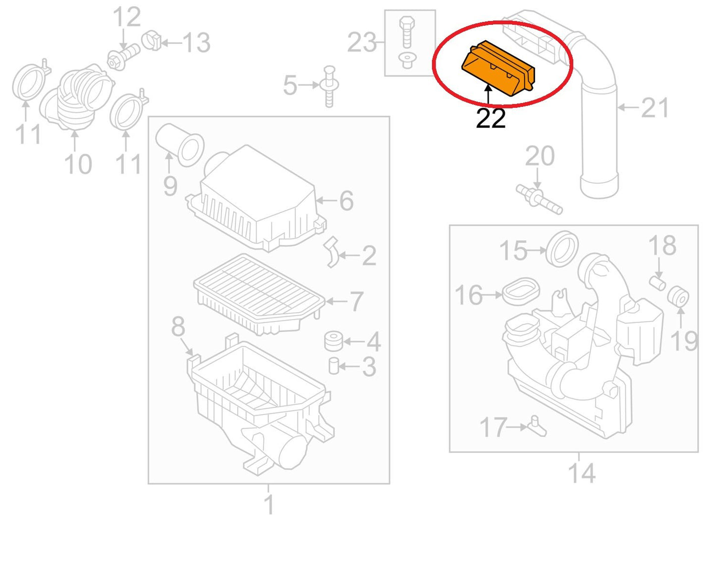 New OEM Air Intake Duct For 11-13 Hyundai Elantra 1.8L 282133X000