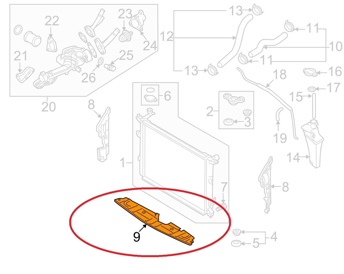New Lower Radiator Air Guide Cover Panel For 10-14 Genesis 3.8L V6 291353M010
