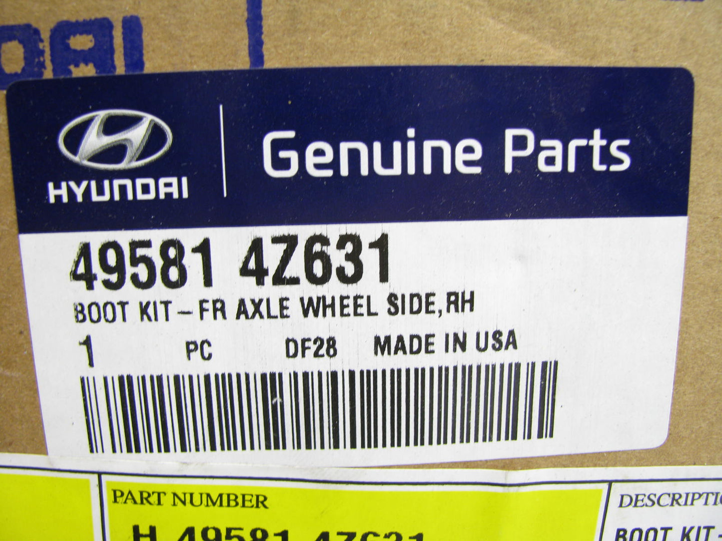 NEW - OEM 495814Z631 FRONT RIGHT CV Axle Joint Kit For 2016-18 Hyundai Santa Fe