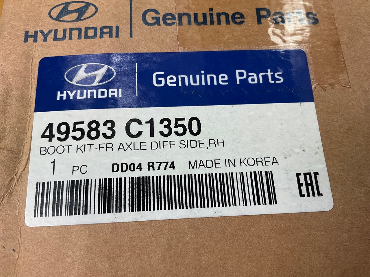 Front Right CV Axle, Diff Side Inner Rubber Boot Kit OEM For Hyundai 49583C1350