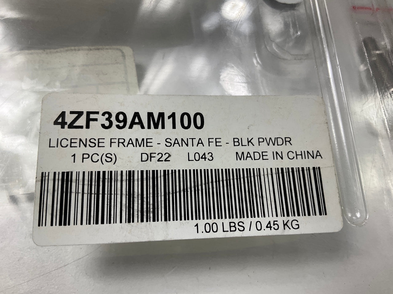 NEW License Plate Frame, Black, OEM For 2005-2025 Hyundai Santa Fe 4ZF39AM100