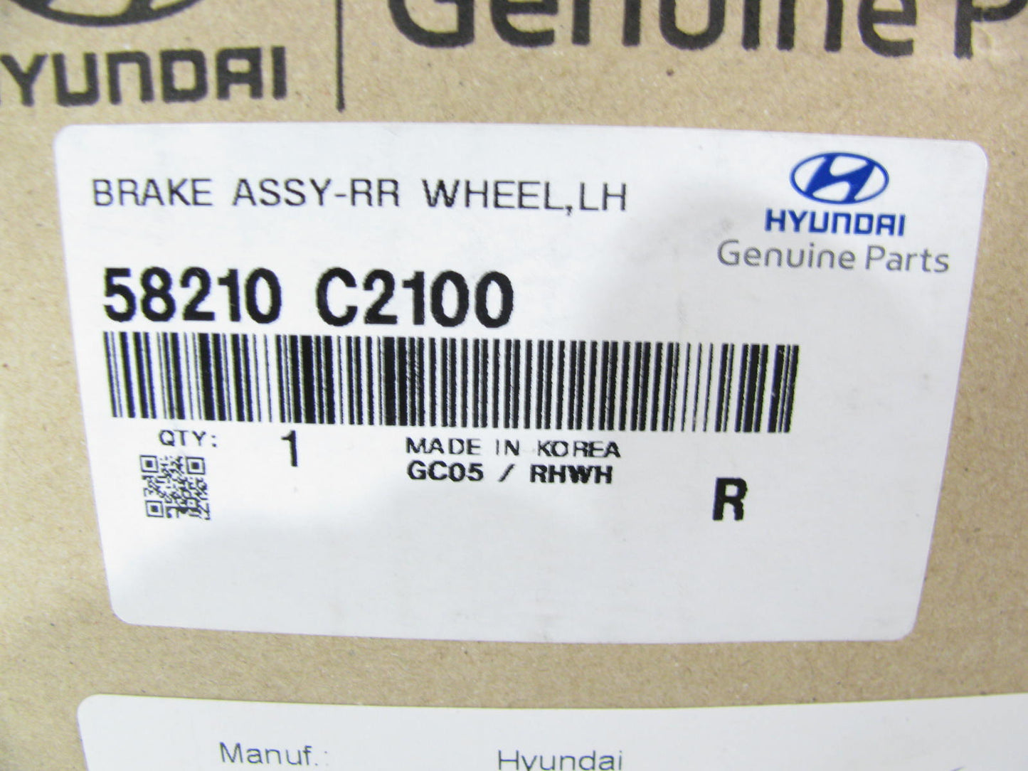NEW 58210C2100 REAR LEFT Disc Brake Caliper W/ Brake Pads OEM For 2015-19 Sonata