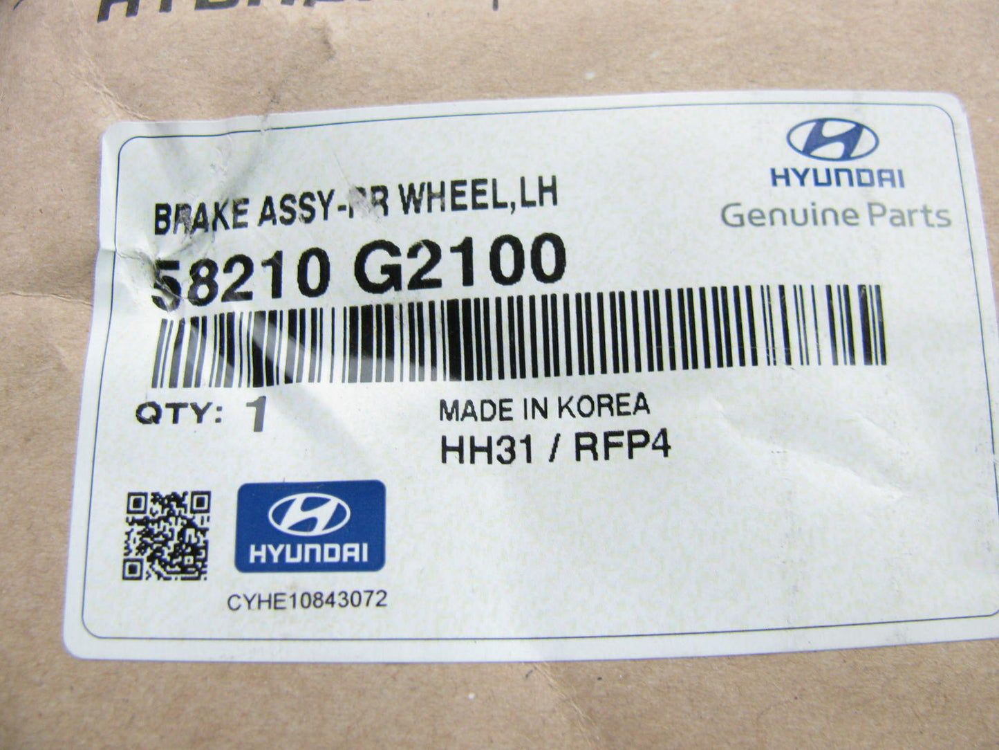 INCOMPLETE New OEM Rear Left Brake Caliper 58210G2100 For 2020-22 Hyundai Ioniq