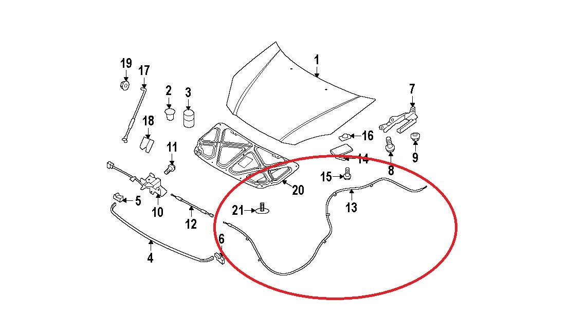 NEW - OEM Hood Latch Release Cable For 12-14 Hyundai Accent 811901R000