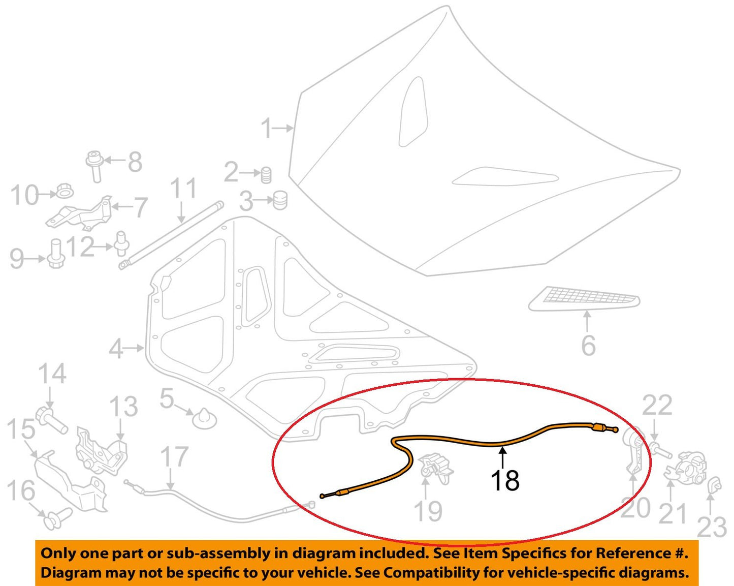 Genuine Hood Latch Release Cable - REAR SECTION - OEM For 2013-15 Genesis Coupe
