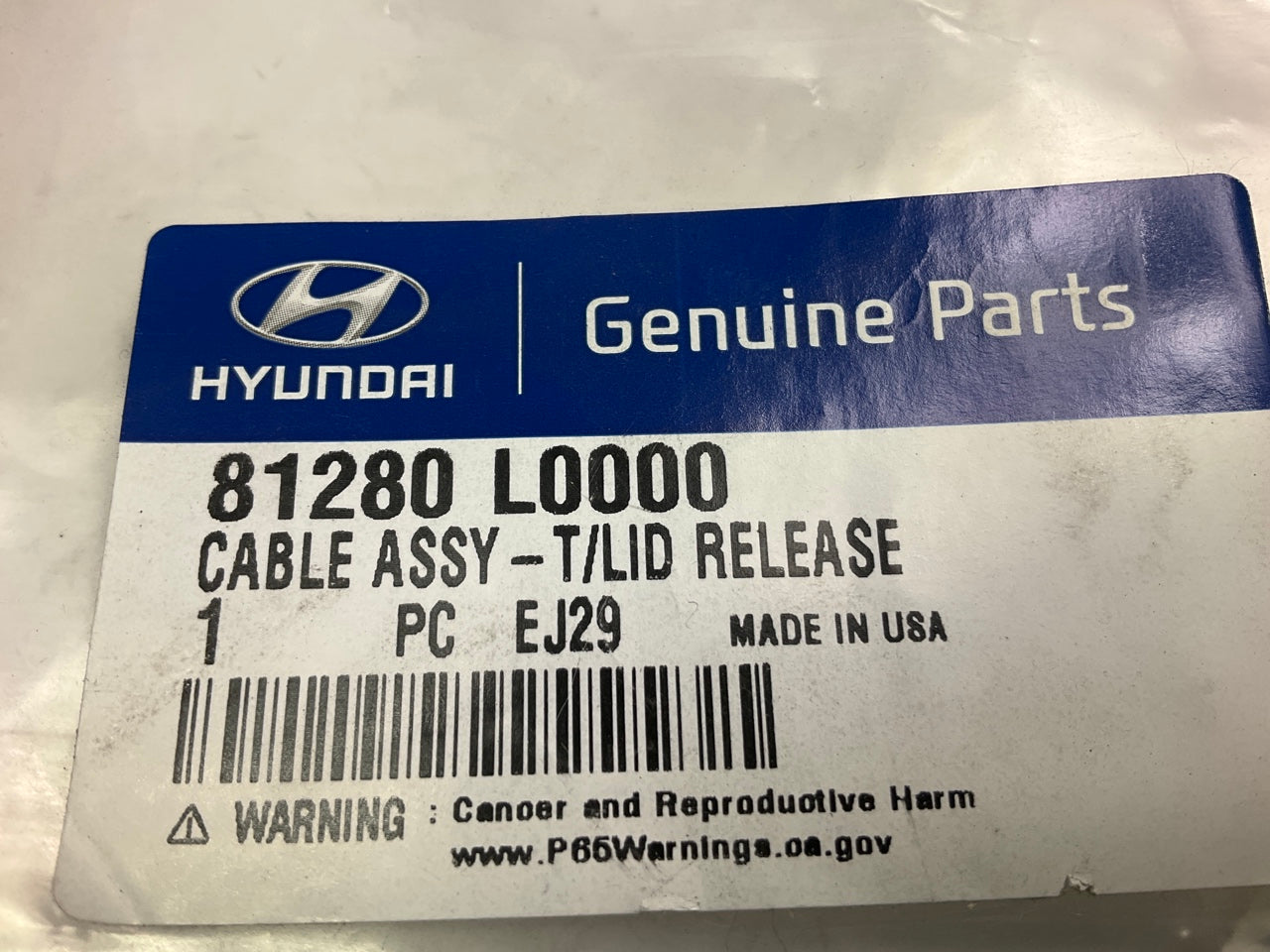 NEW Trunk Lid Release Cable For 2020-2023 Hyundai Sonata HYBRID ONLY 81280L0000