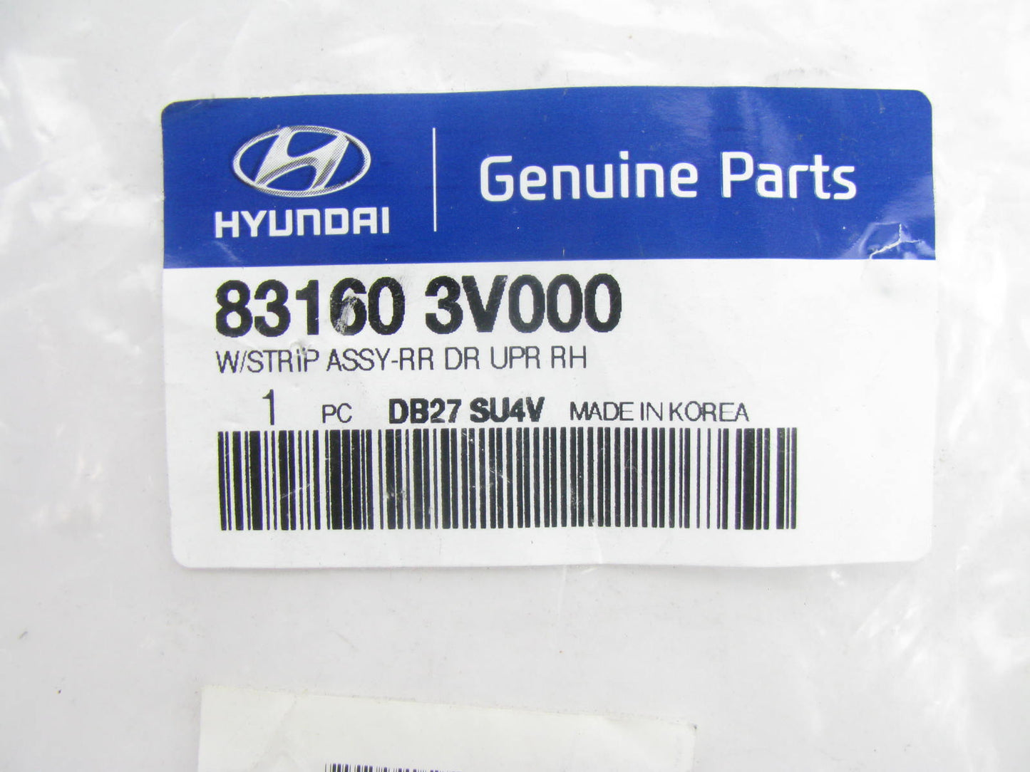 NEW GENUINE REAR Door UPPER RIGHT Weatherstrip Seal OEM For 12-17 Hyundai Azera